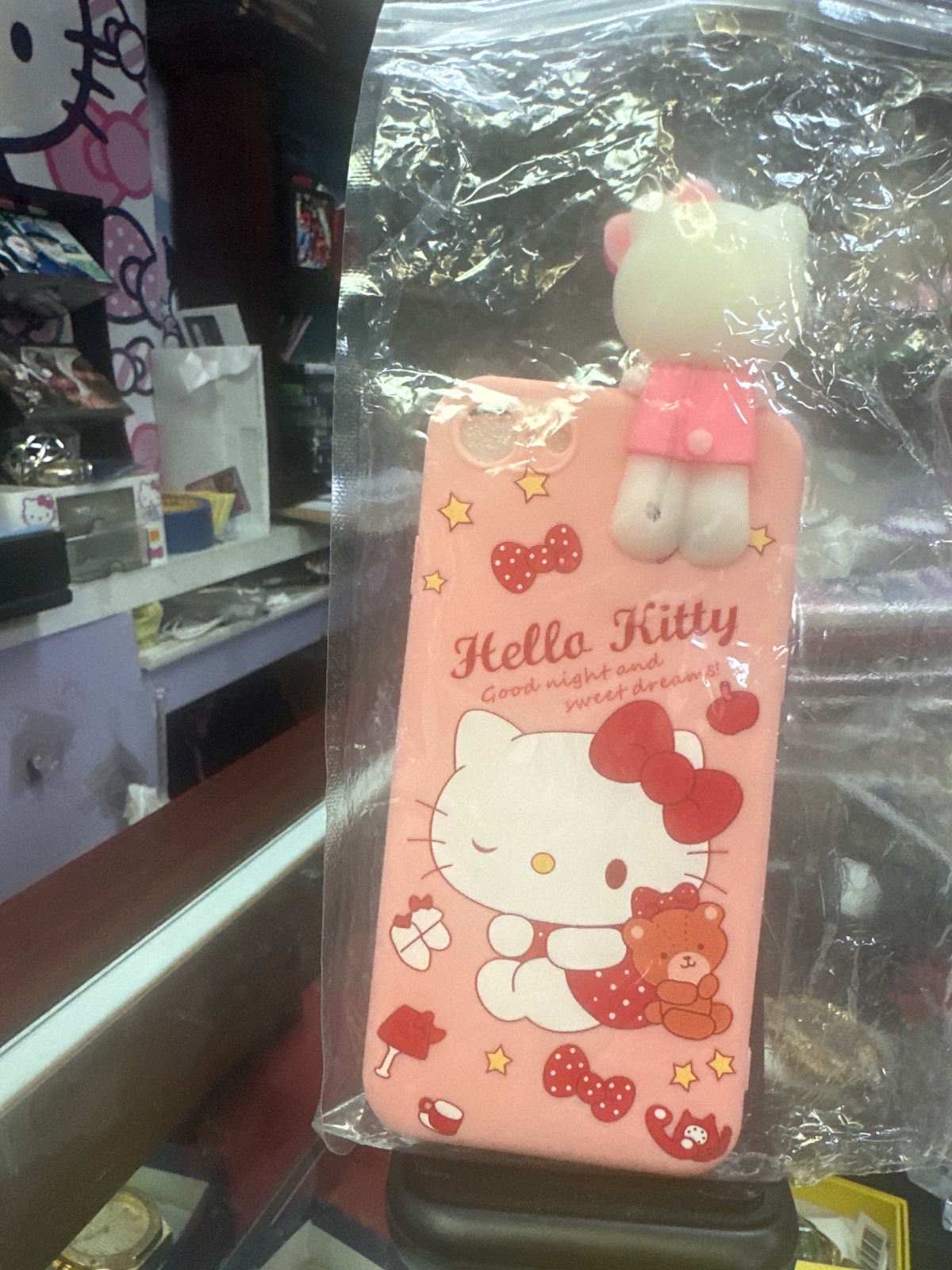 Pink Hello Kitty Phone Case with 3D Kitty Charm