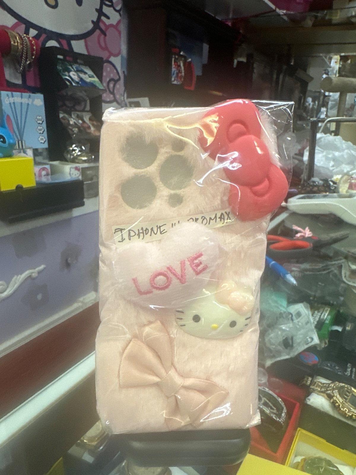 Fuzzy Pink Hello Kitty Phone Case for iPhone 11 Pro Max