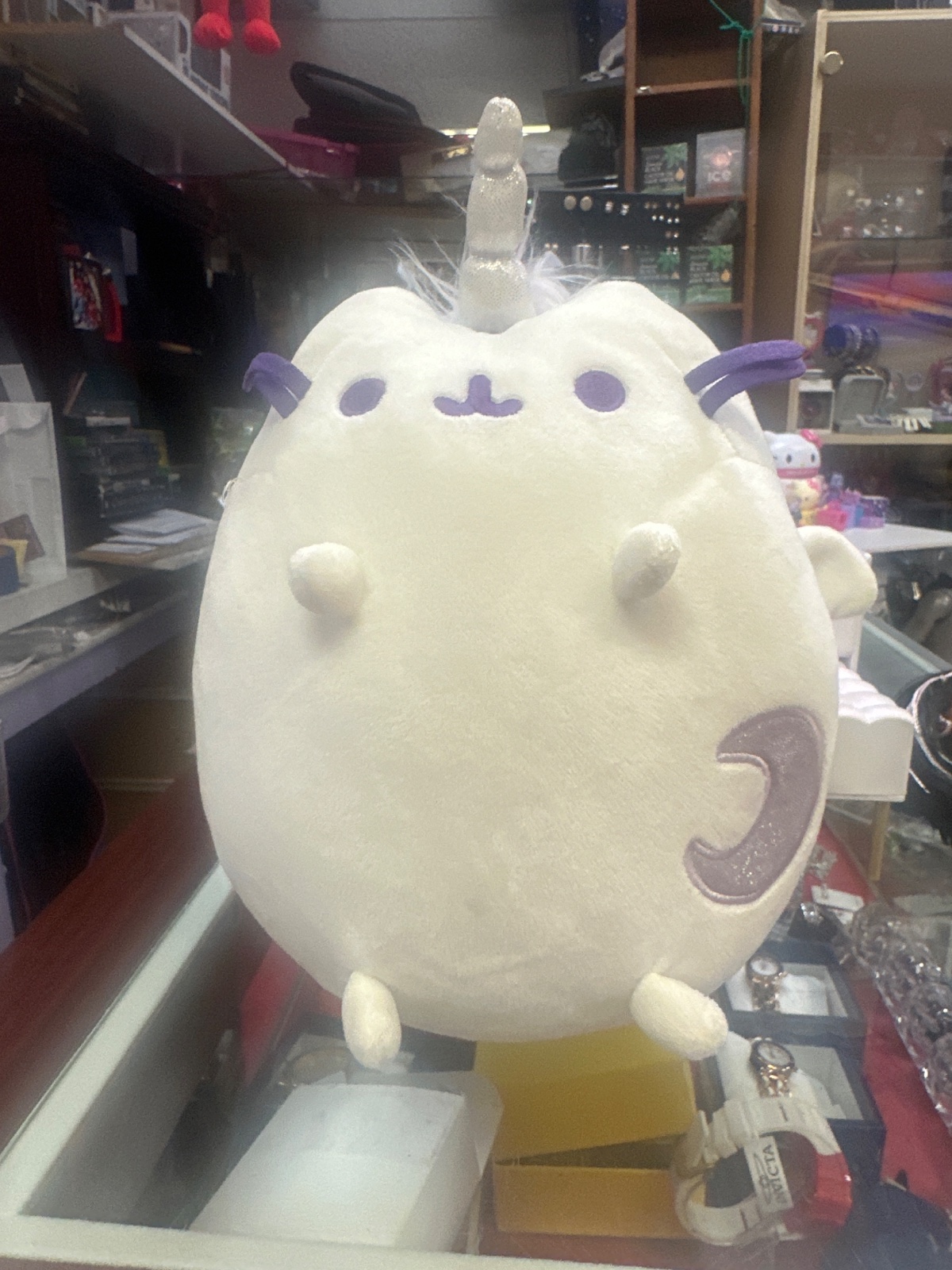 White Pusheen Unicorn Plush With Moon Patch