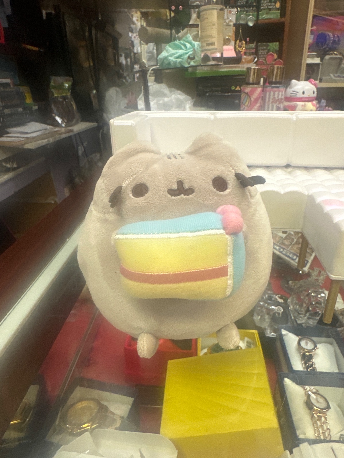 Pusheen Cat Plush Holding Cake Slice
