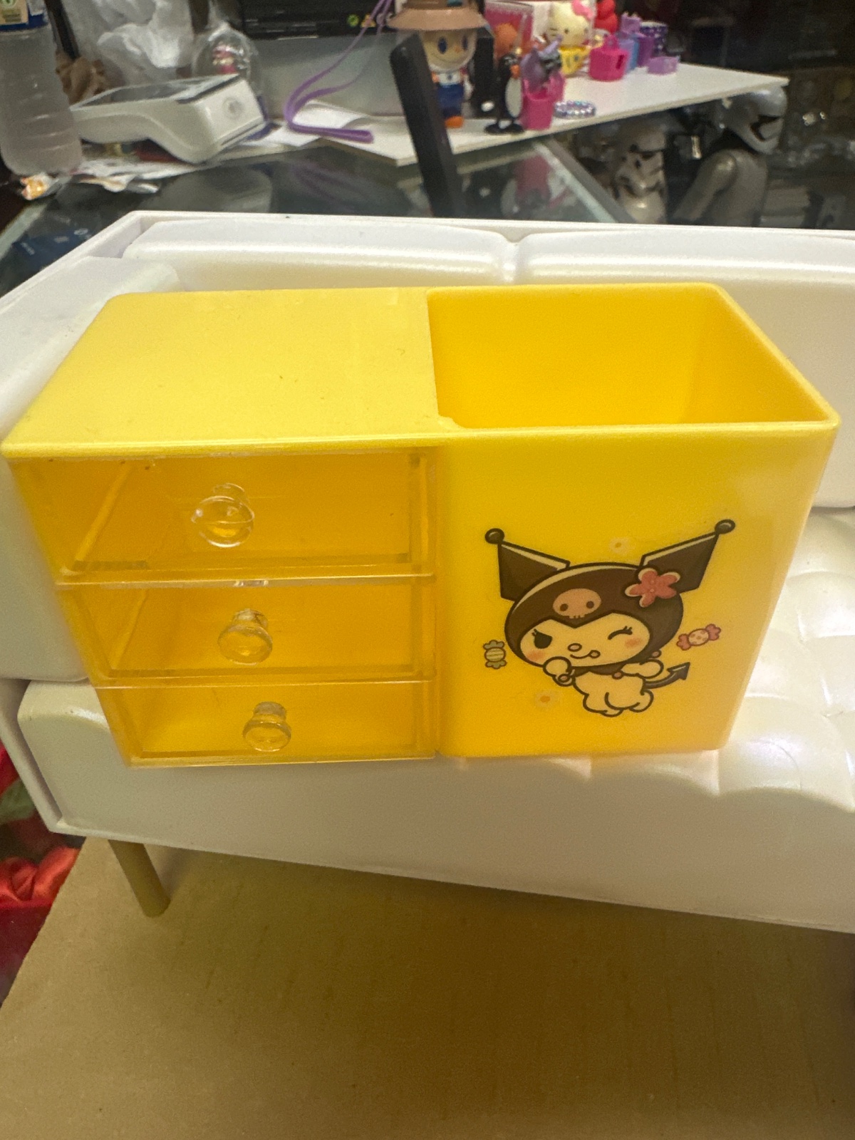 Yellow Kuromi Desk Organizer With Drawers