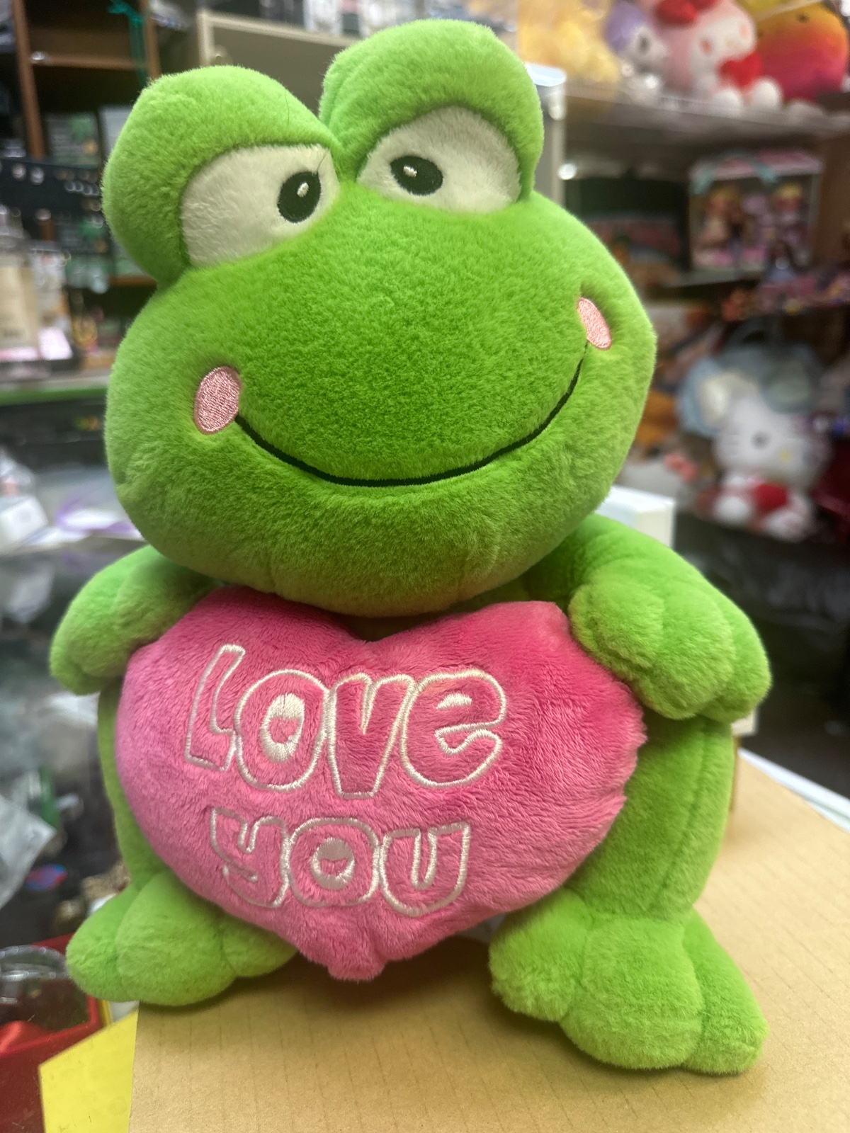 Green Frog Plush Holding Love You Heart