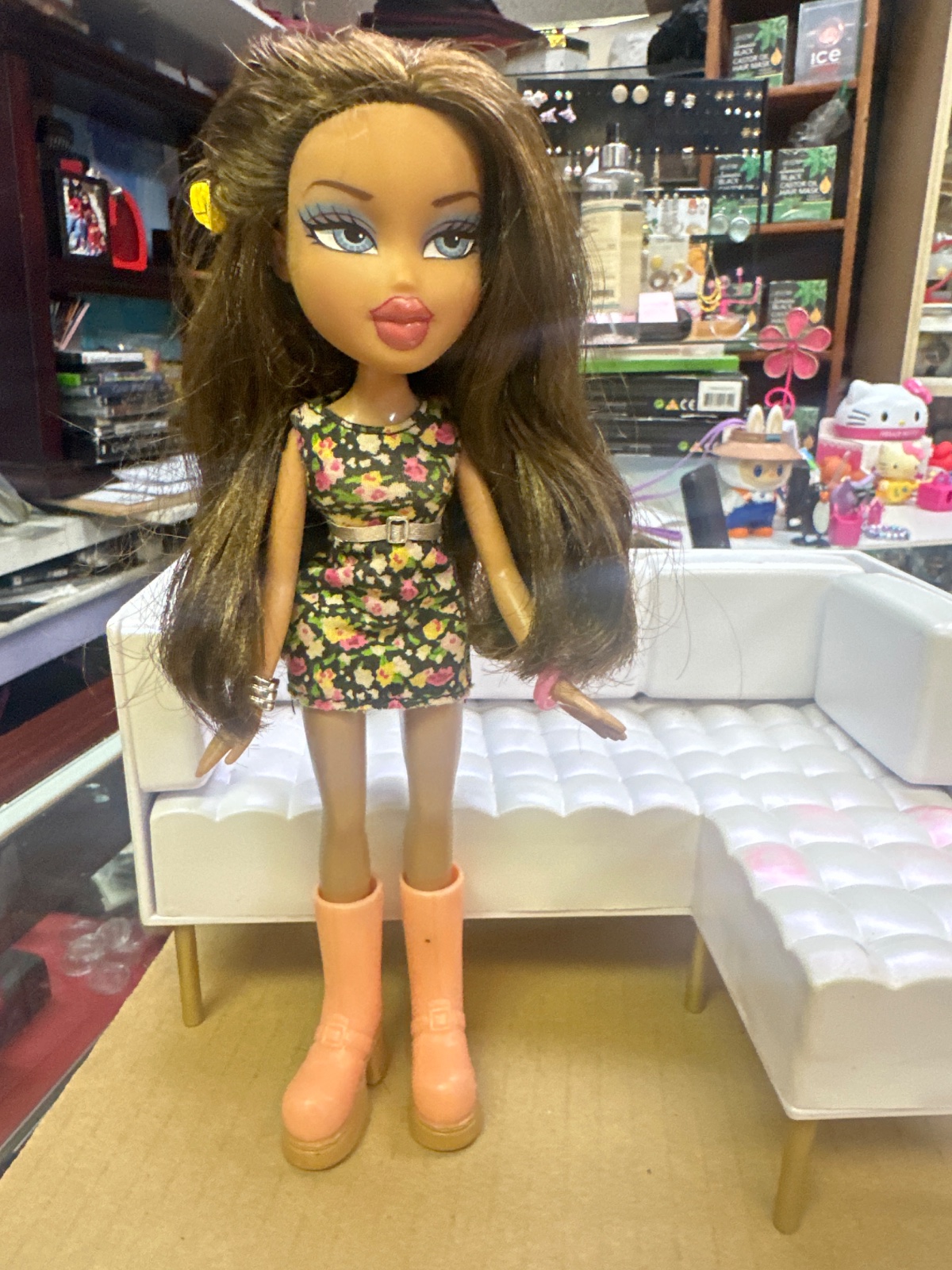 Bratz Doll in Floral Dress and Peach Boots