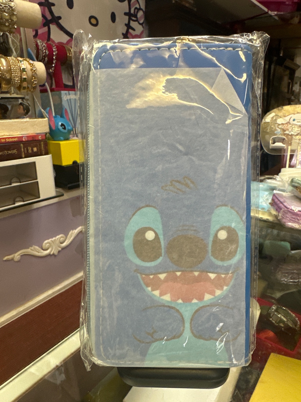 Blue Stitch Zip-Around Wallet