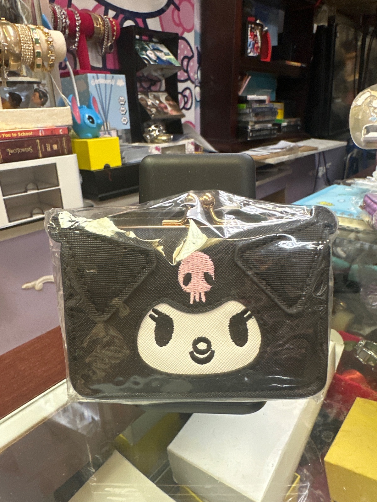 Kuromi Embroidered Kiss-Lock Wallet