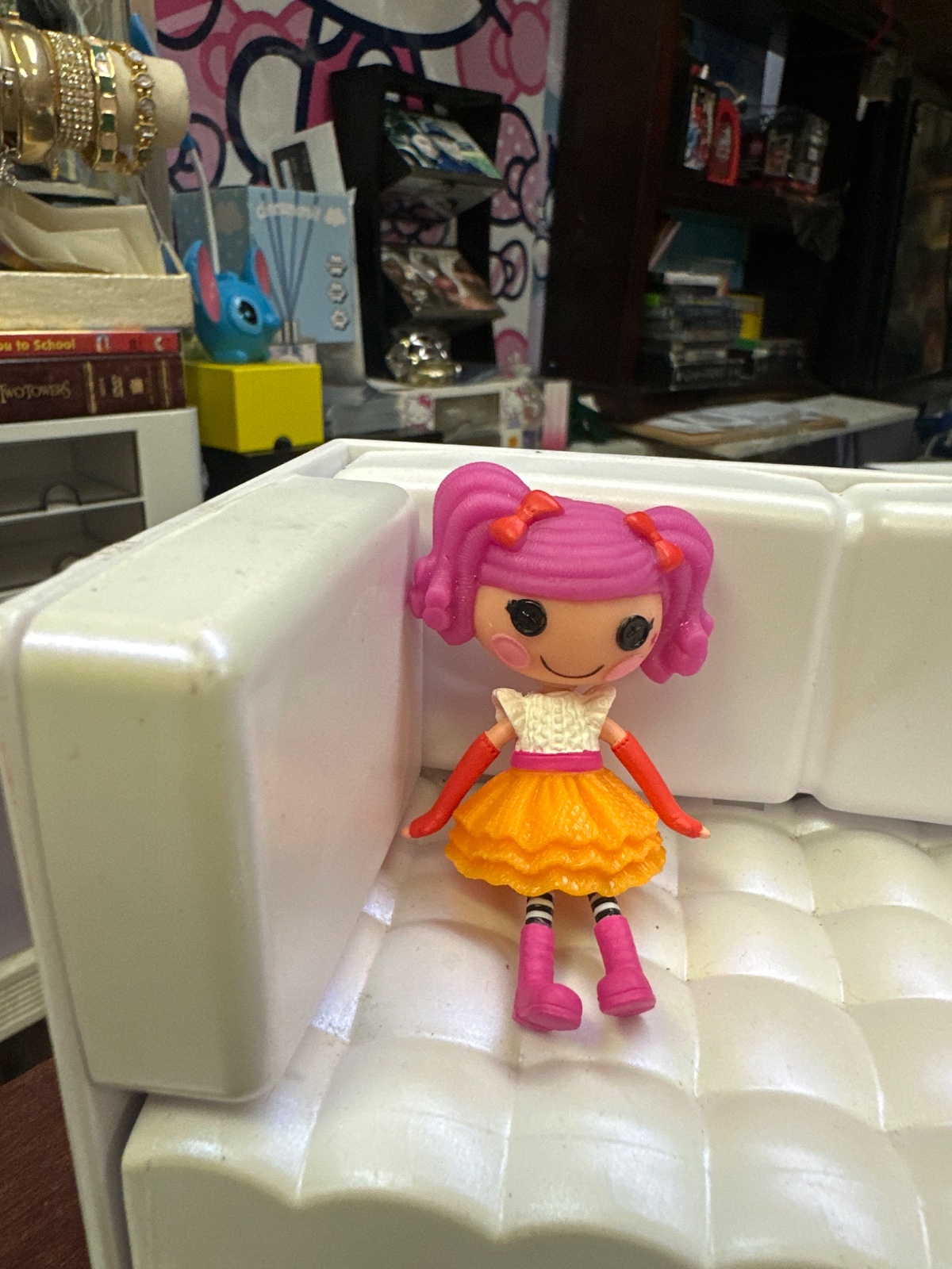 Mini Lalaloopsy Doll with Pink Pigtails and Orange Skirt