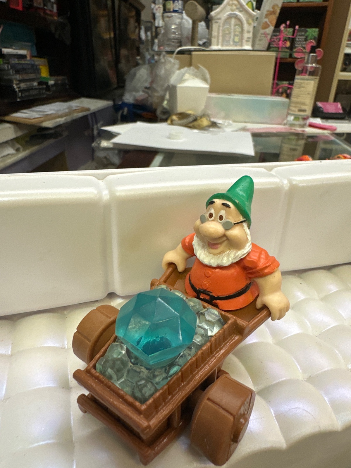 Garden Gnome With Wheelbarrow Of Gems Figurine