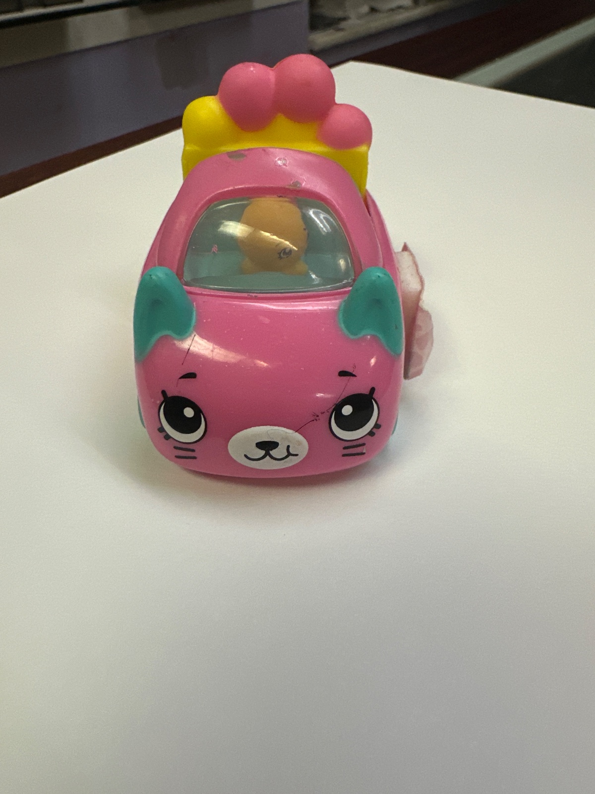 Pink Kitty Face Toy Car with Yellow Crown