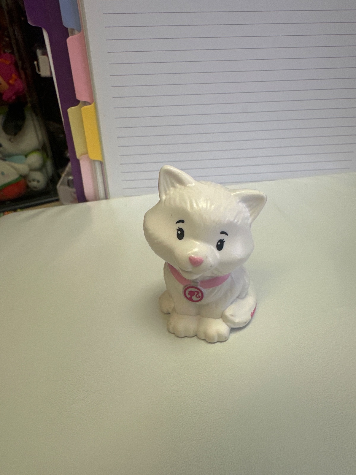 Barbie White Kitten Figure With Pink Collar
