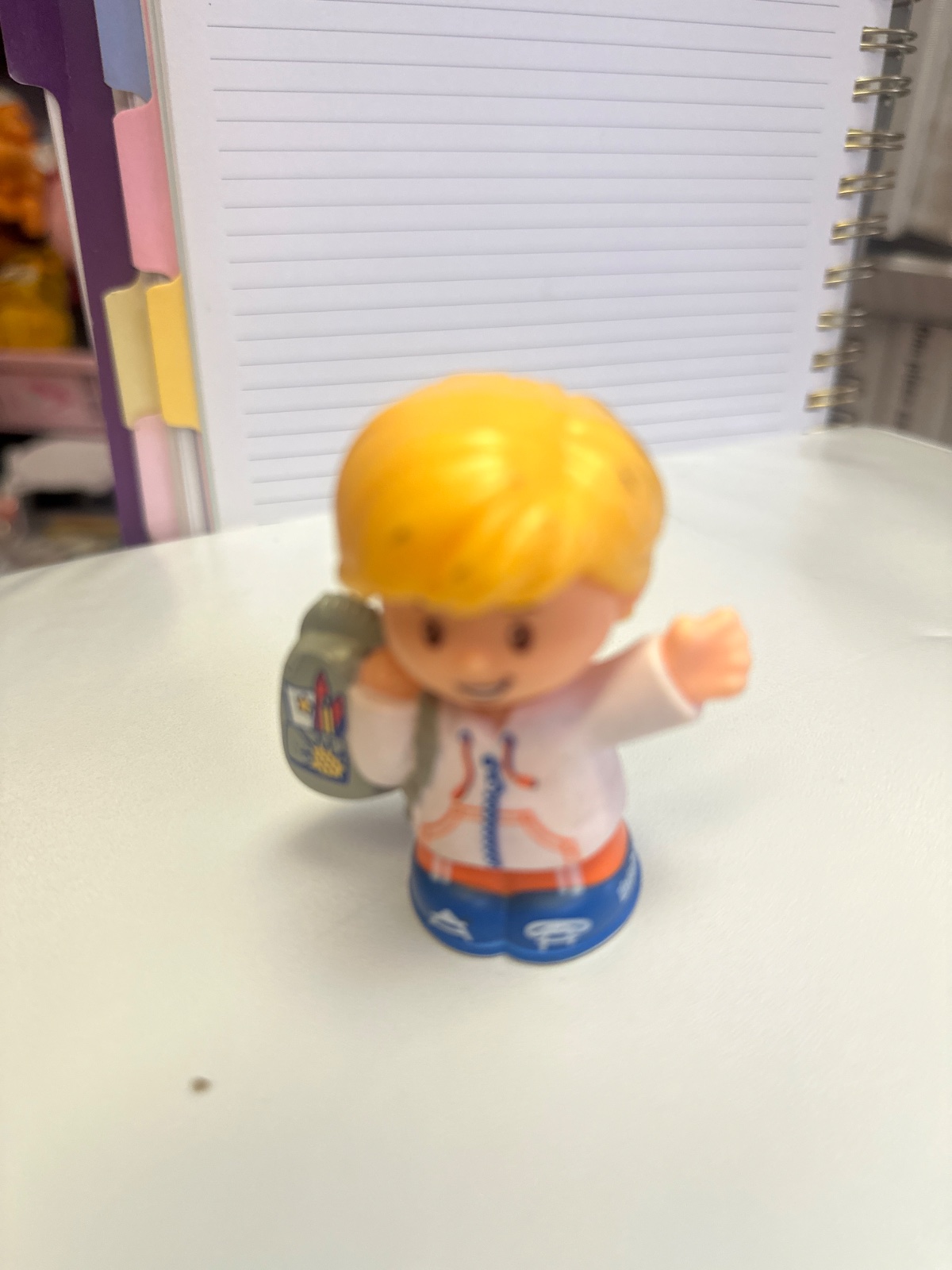 Little People Blonde Boy Figure with Backpack