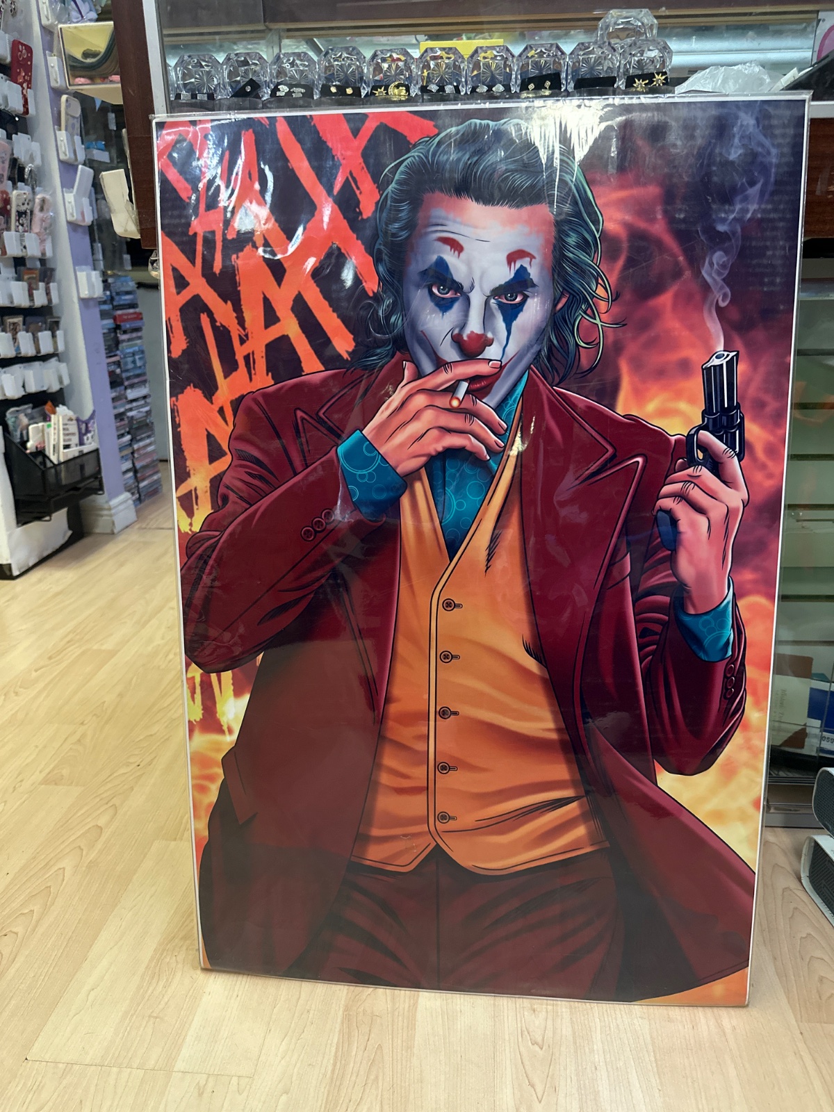 Joker Illustrated Print, Large Framed Poster