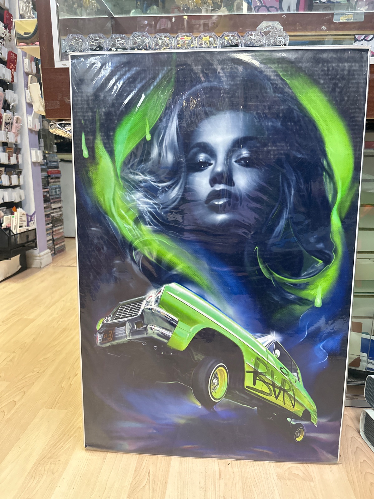 Green Lowrider & Face Canvas Print