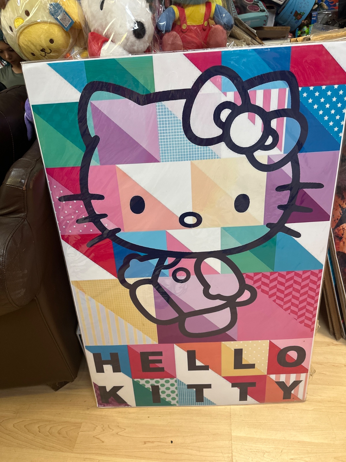 Geometric Patchwork Hello Kitty Wall Art