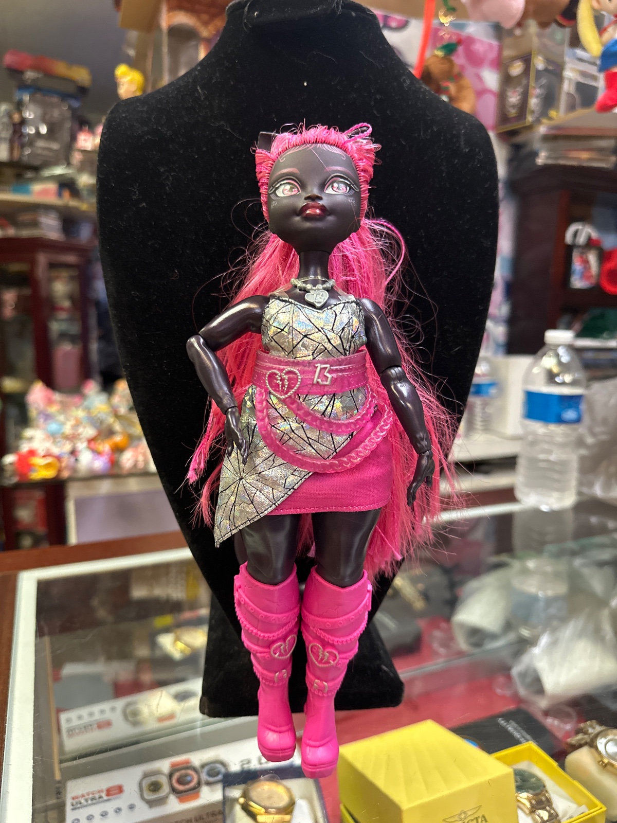 Monster High Doll with Pink Hair and Cracked-Mirror Dress