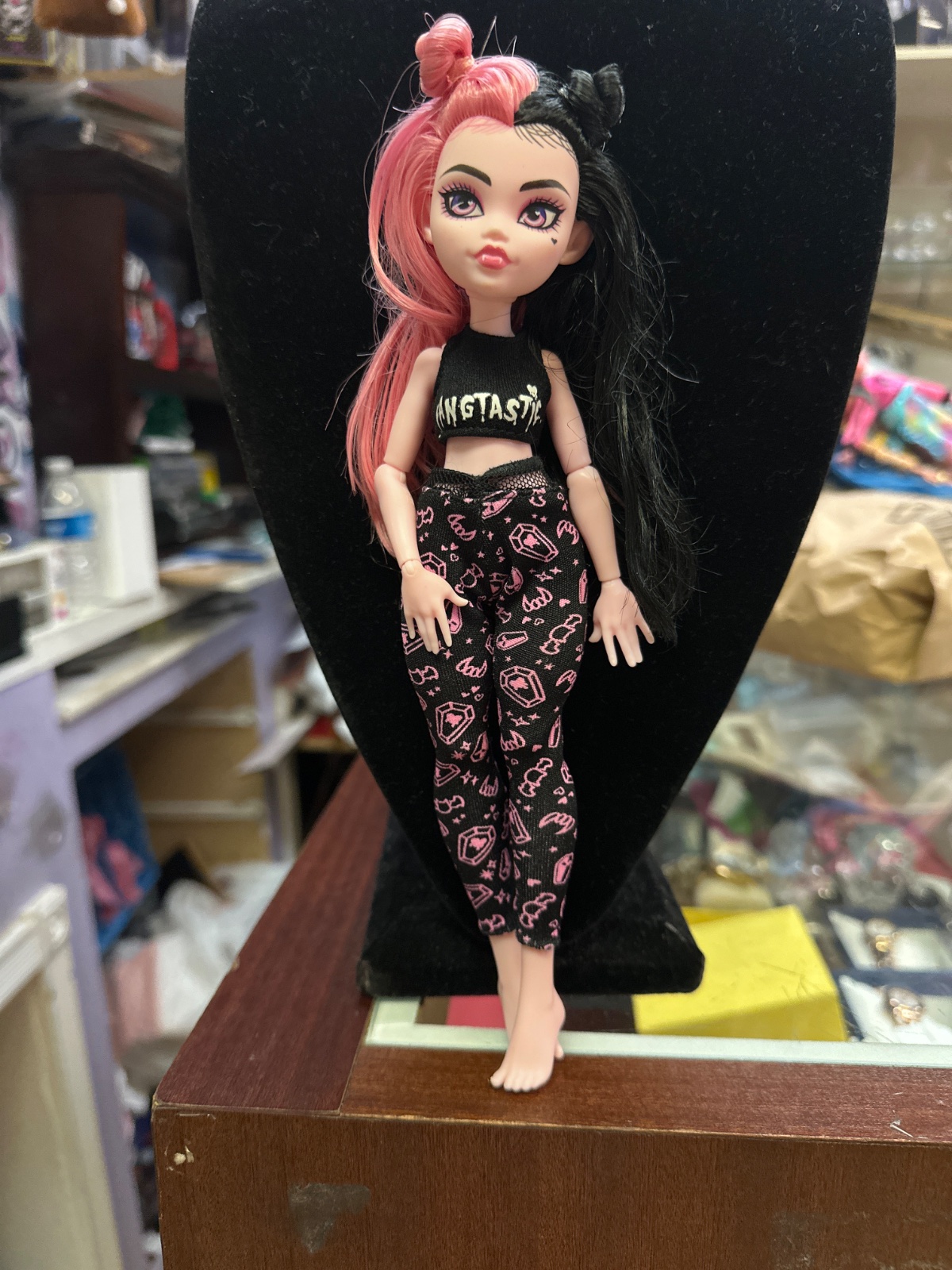 Two-Tone Pink and Black Hair Fashion Doll