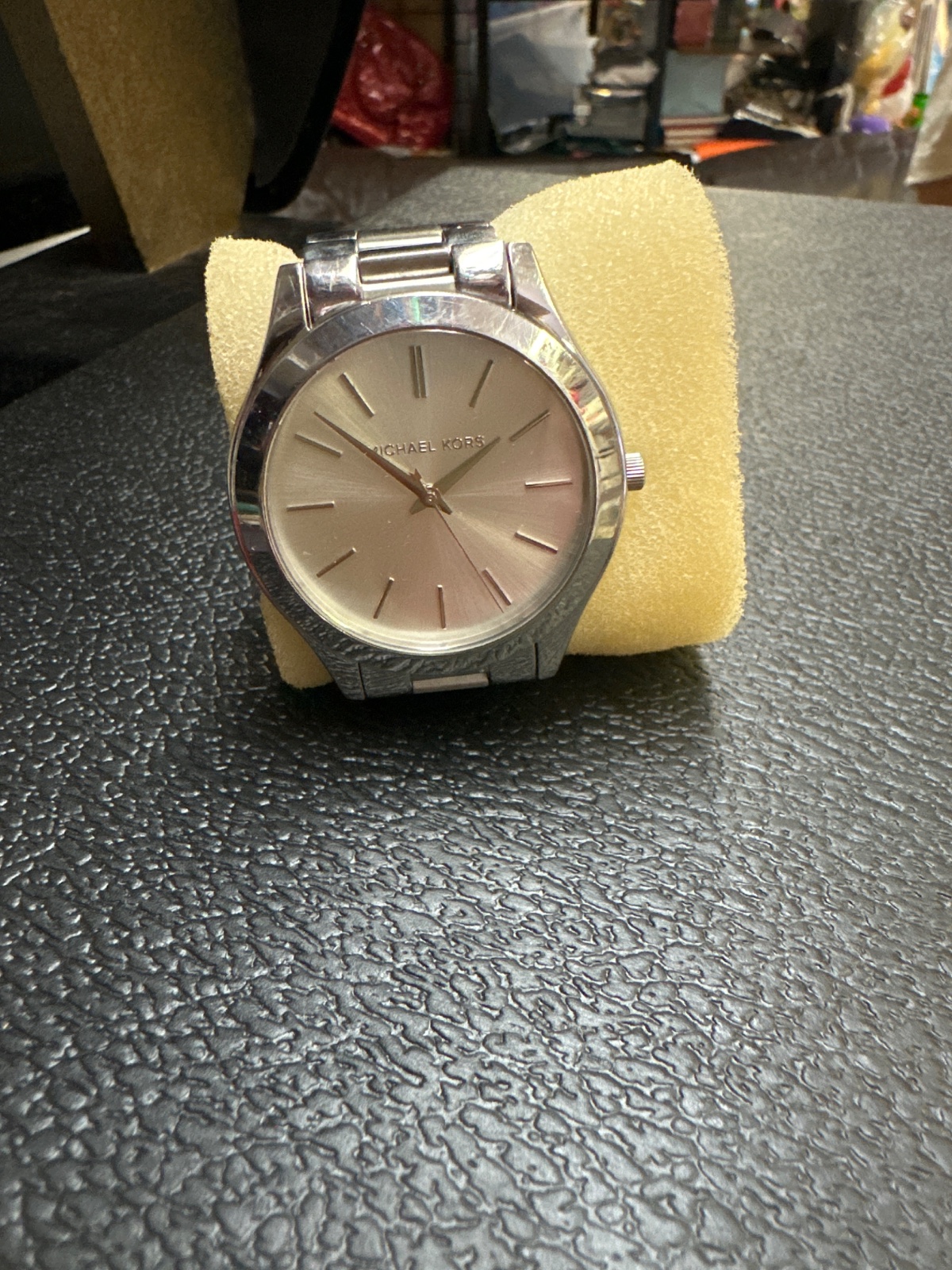 Michael Kors Silver Tone Watch with Blush Dial
