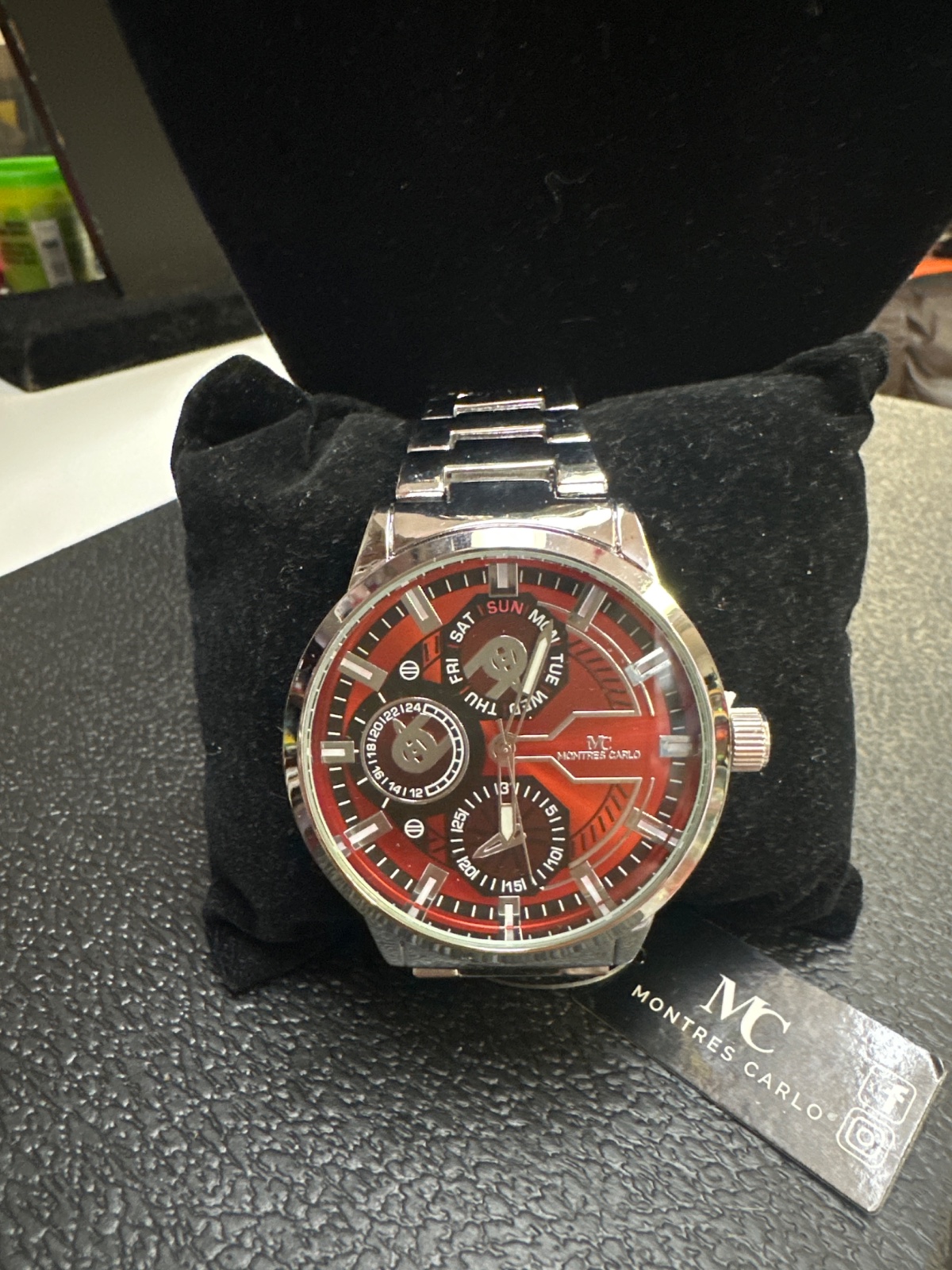Montres Carlo Red Face Multi-Dial Watch