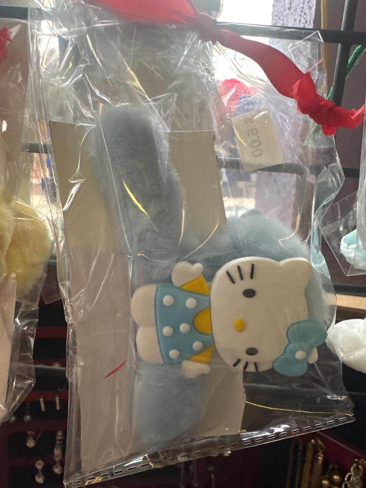 Blue Hello Kitty Fuzzy Keychain