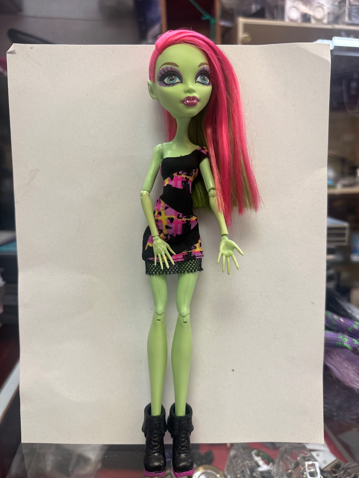 Green Skinned Fashion Doll With Pink Hair