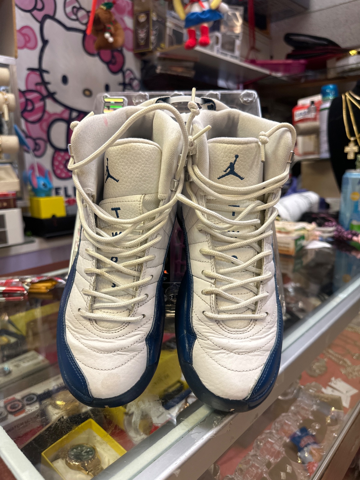Air Jordan 12 Retro White And Navy Sneakers