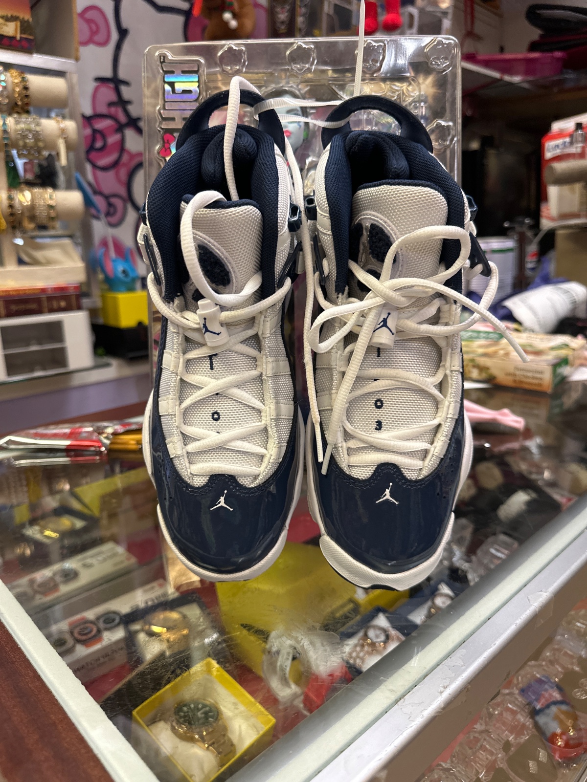 Jordan 6 Rings Navy And White Sneakers