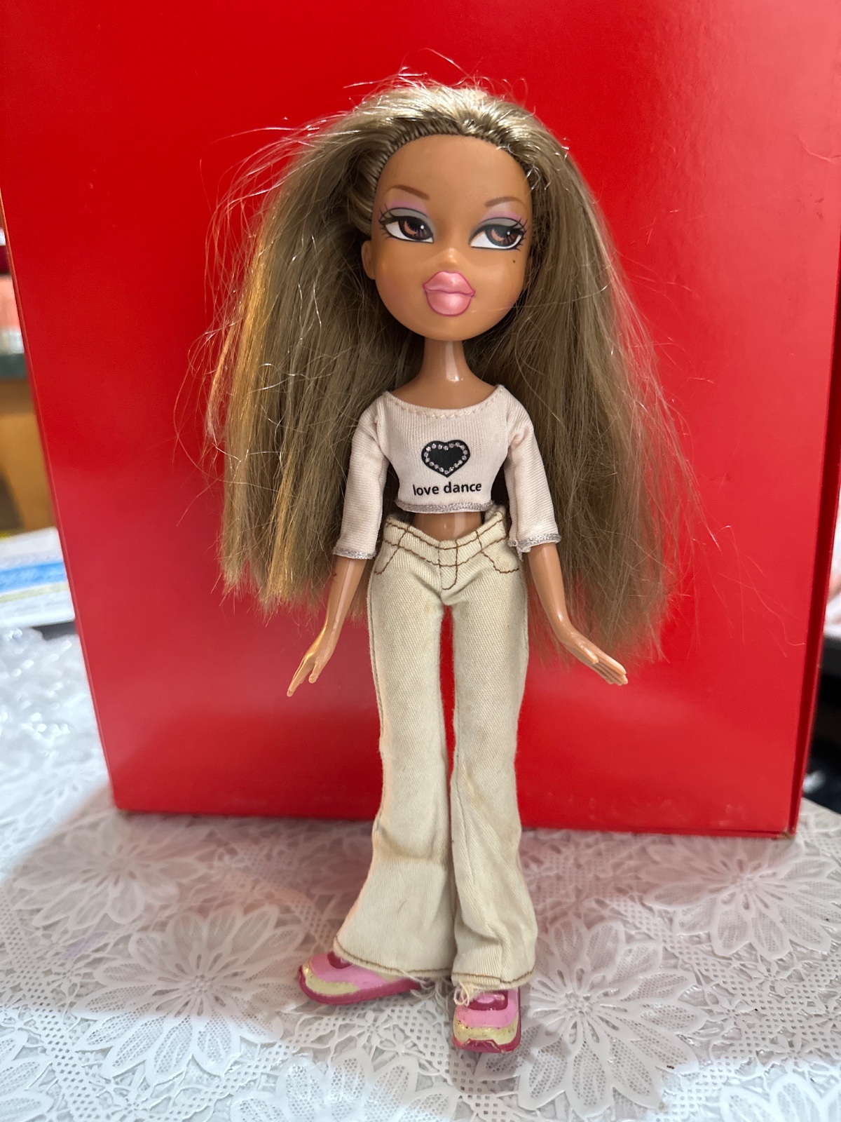 Bratz Doll in Love Dance Crop Top and Cream Flares