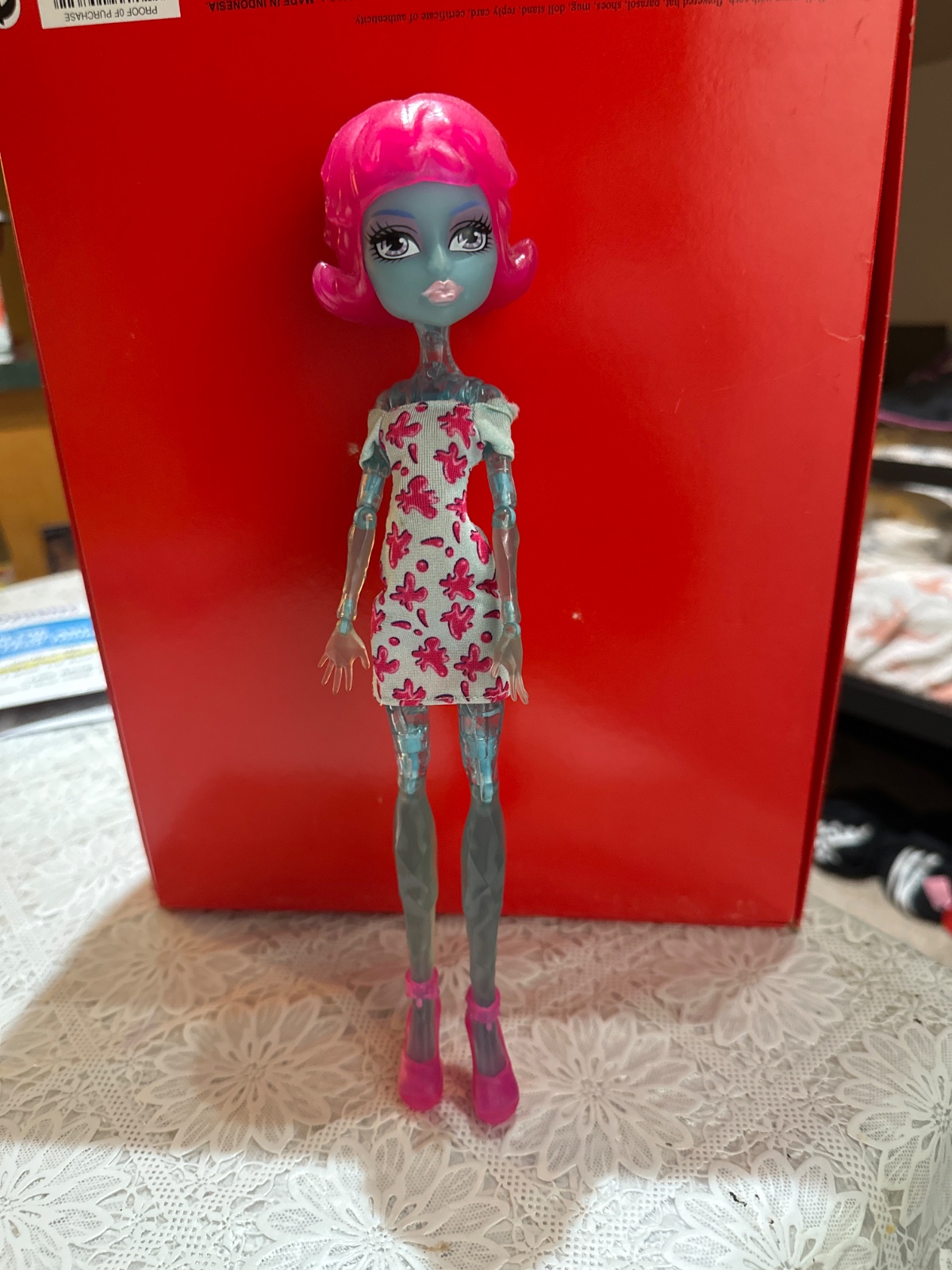 Monster High Doll With Pink Hair And Floral Dress