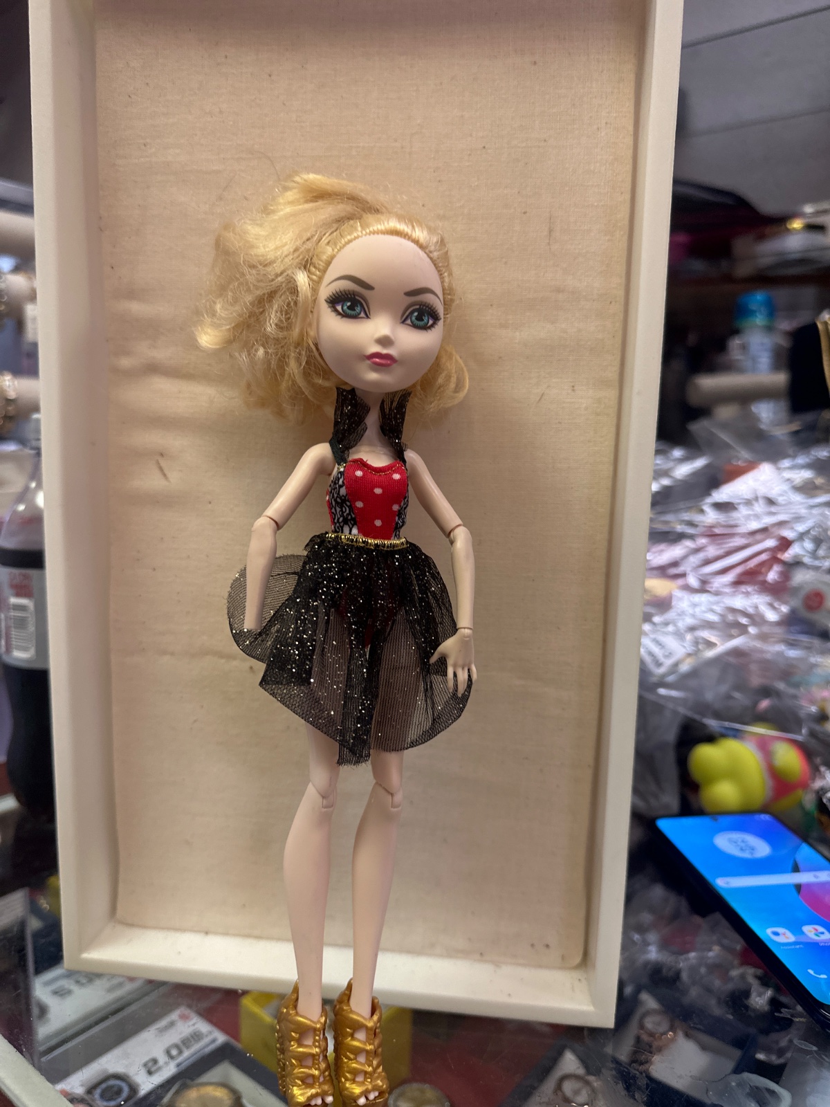 Blonde Fashion Doll in Red Polka Dot Dress