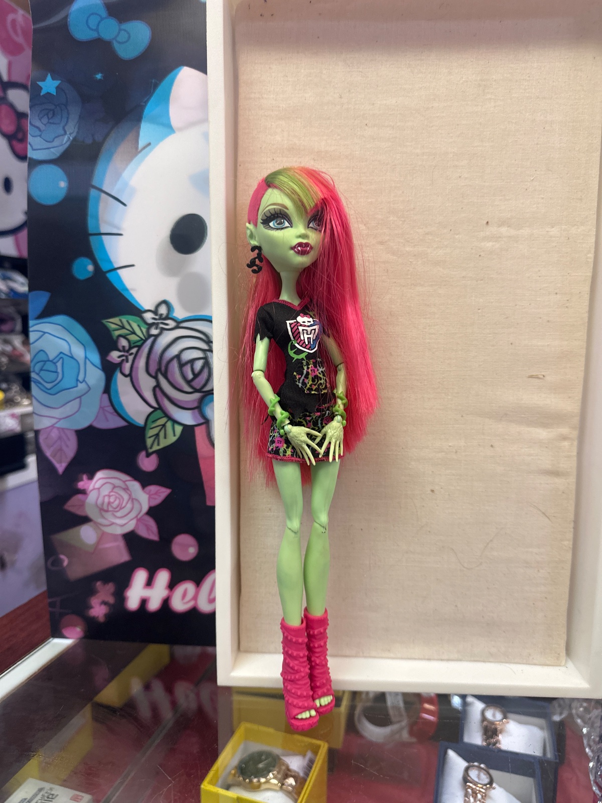 Green Skin Monster Doll With Pink Hair