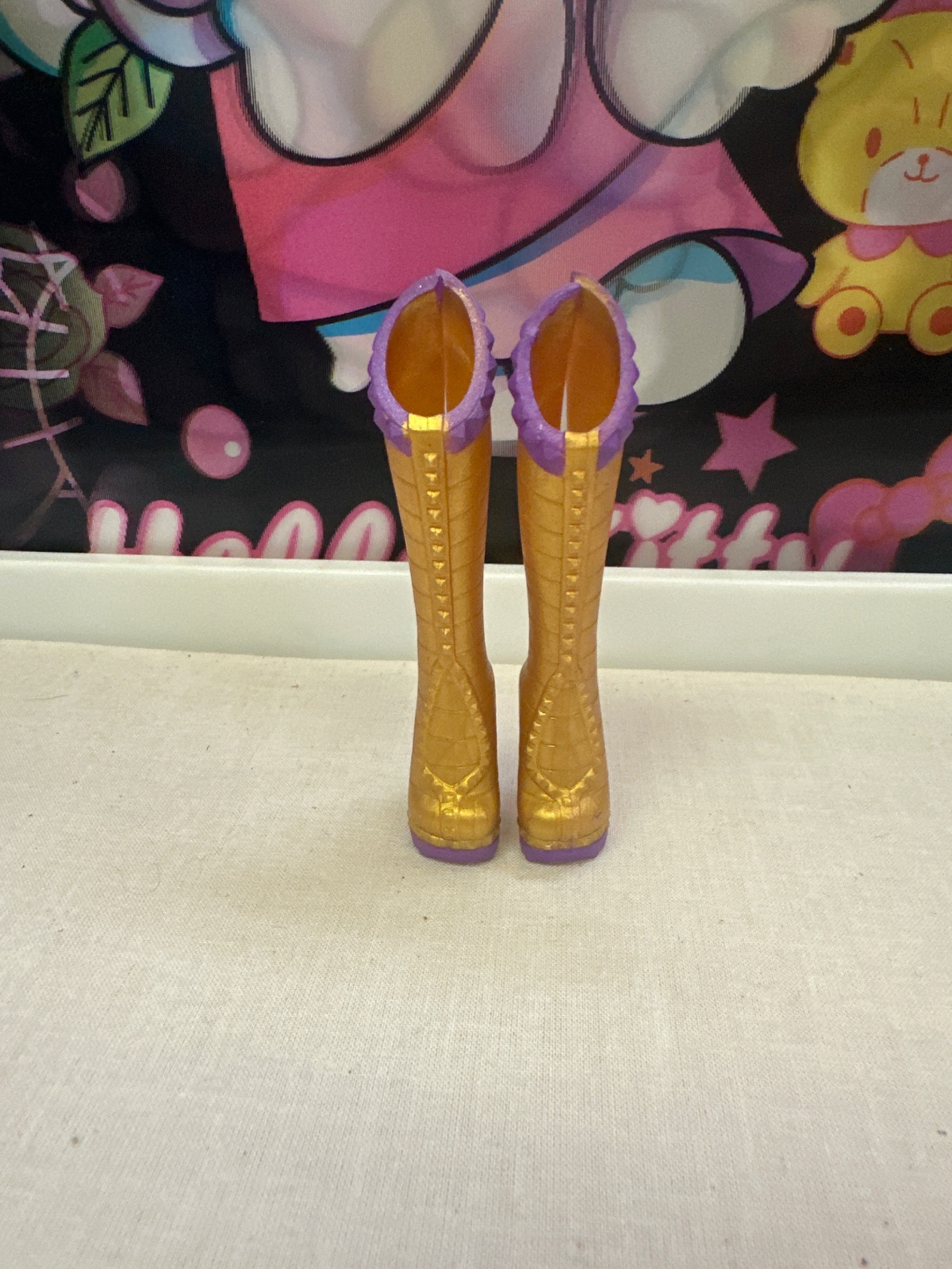 Gold and Purple Doll Boots
