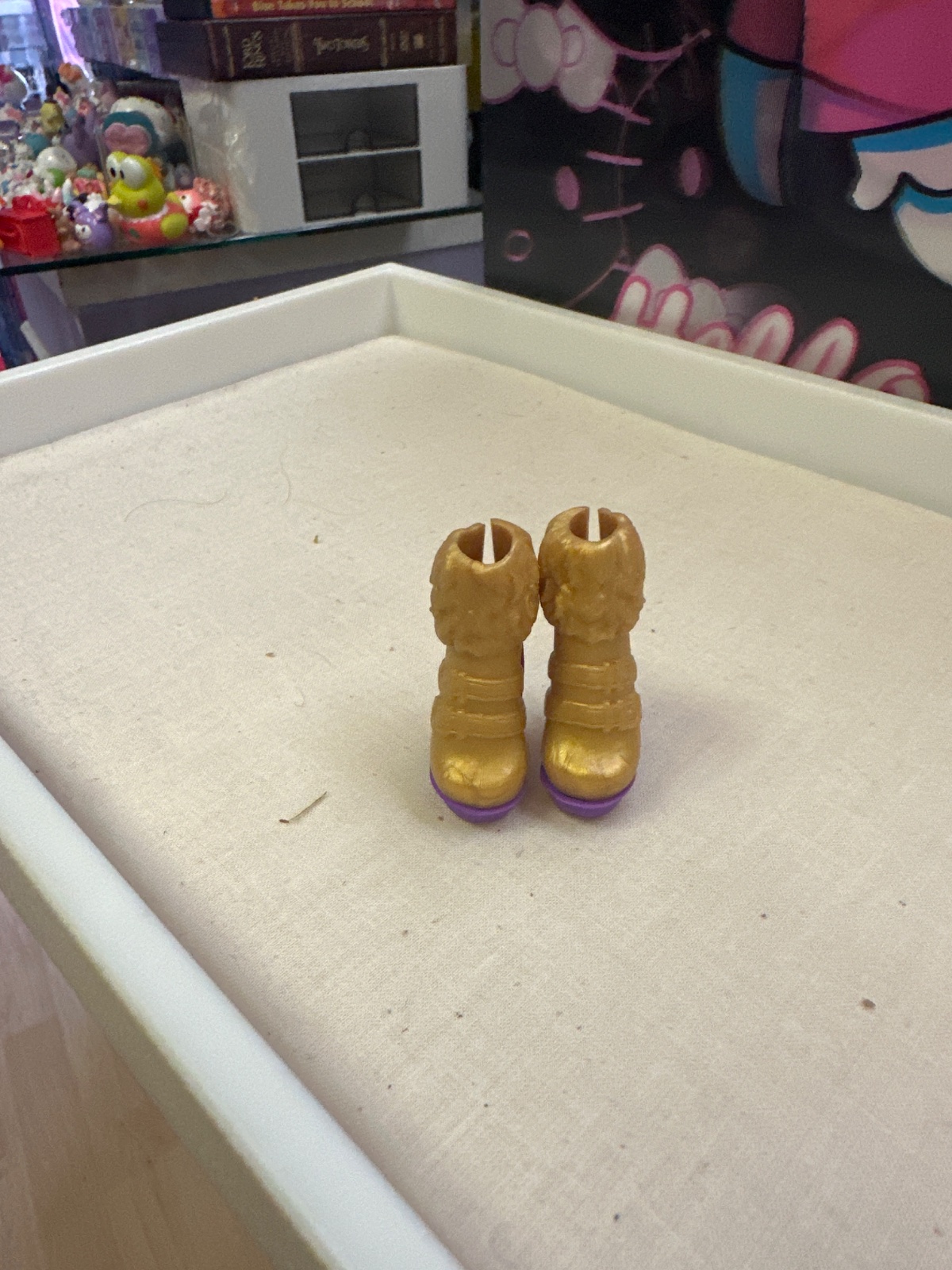 Gold Doll Boots with Purple Heels