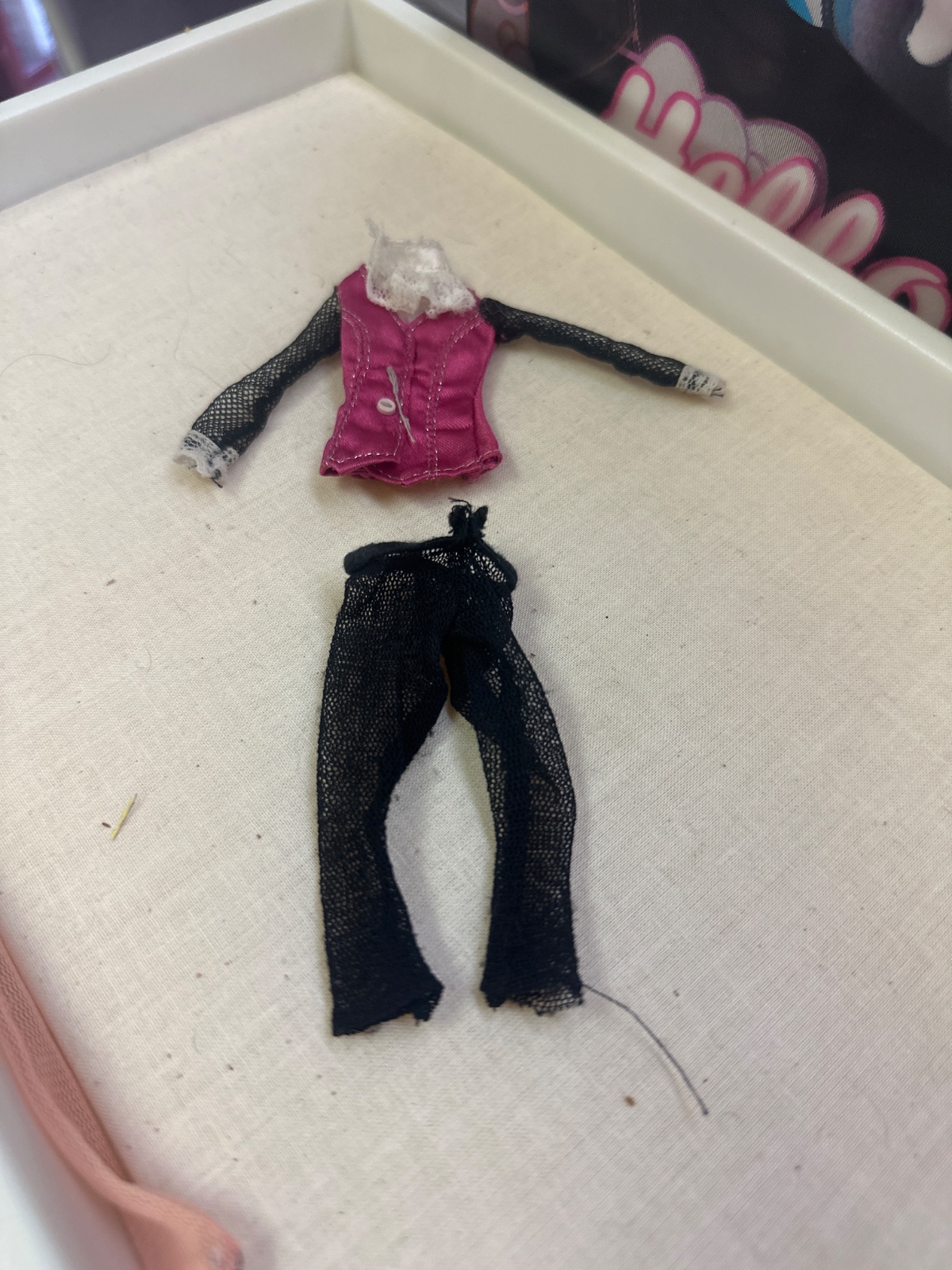 Doll Outfit Set with Fishnet Sleeves and Pants