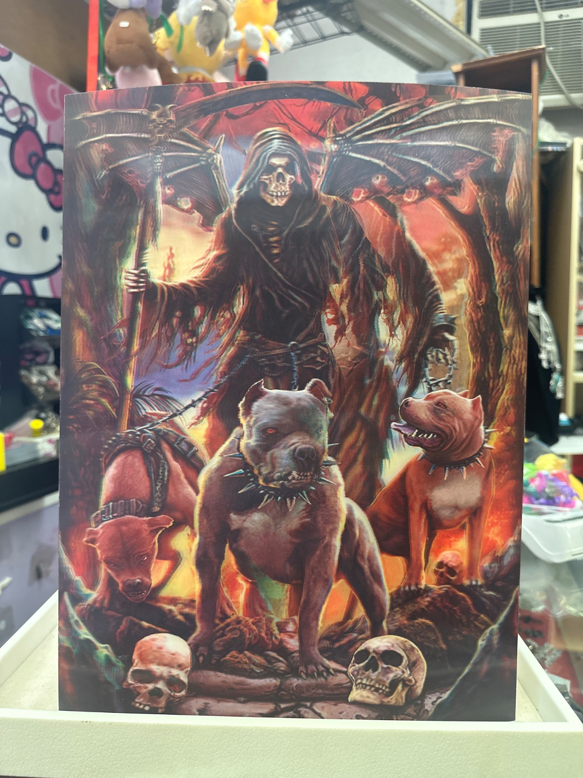 Grim Reaper And Pit Bulls Lenticular Print