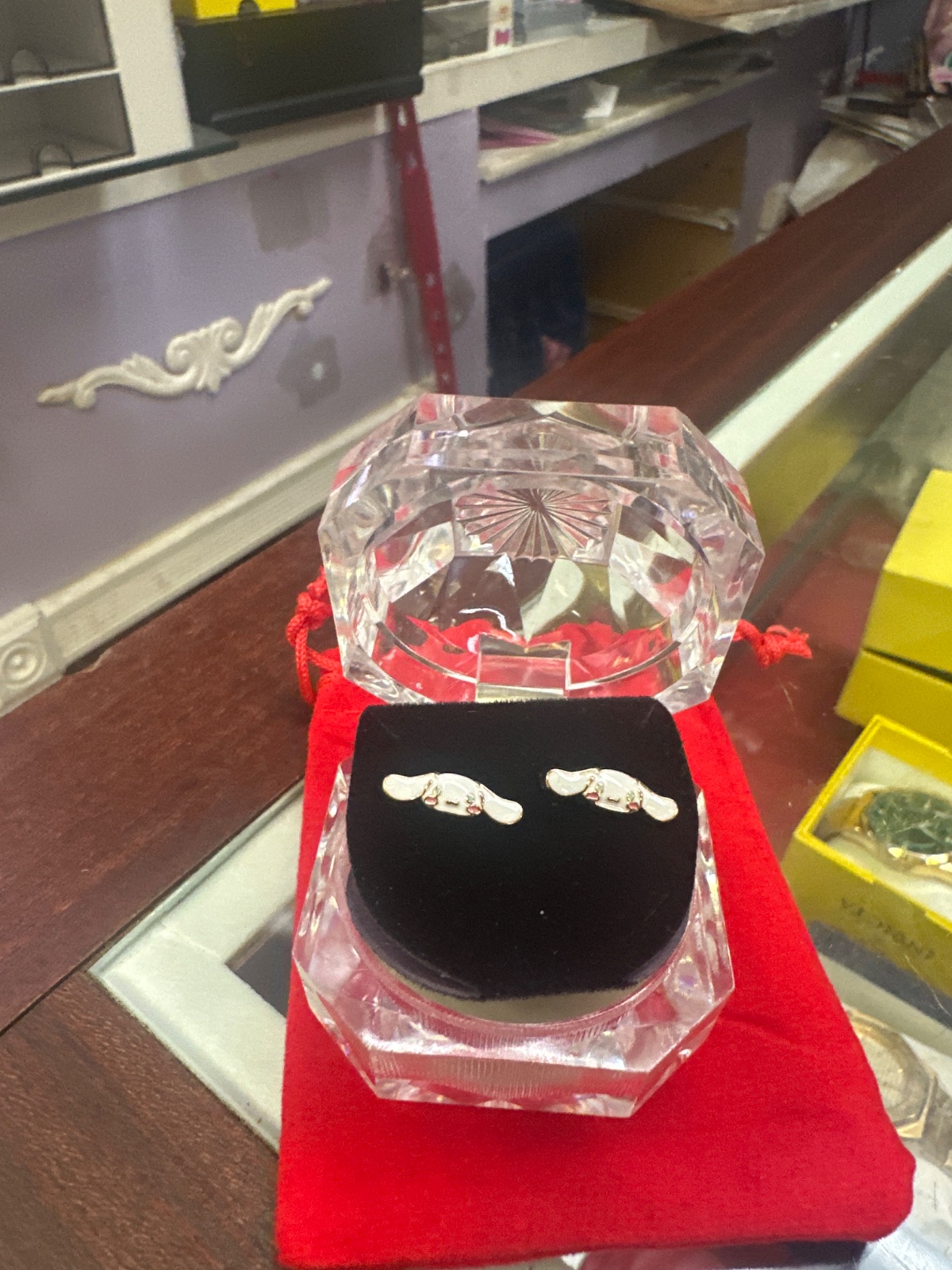 White Bunny Face Stud Earrings