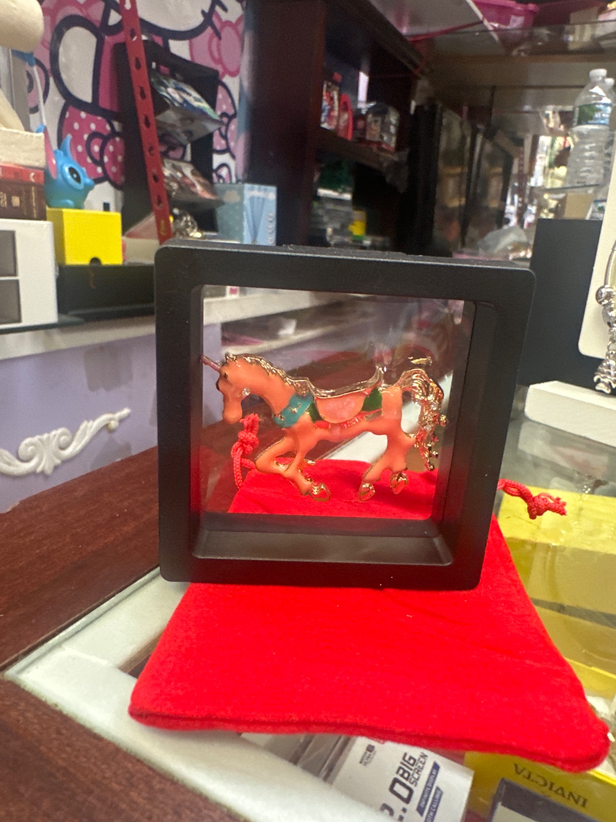 Enamel Unicorn Figurine in Floating Display Frame