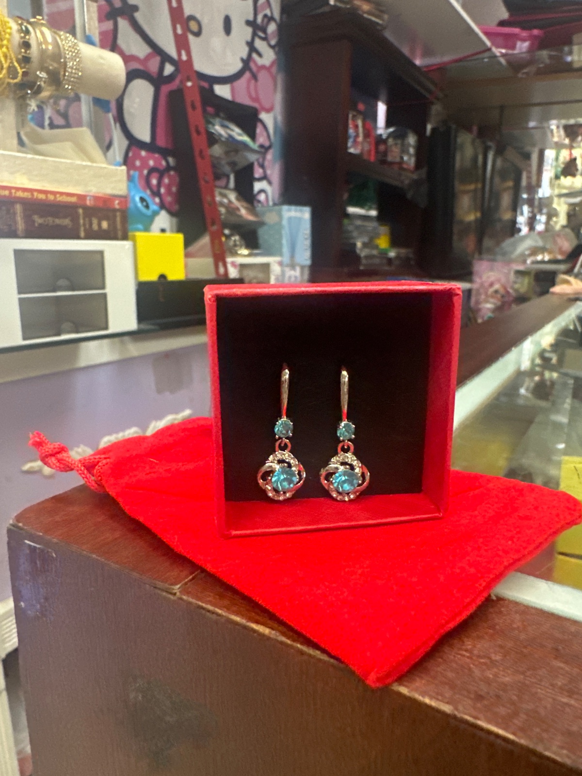 Aqua Crystal Drop Earrings