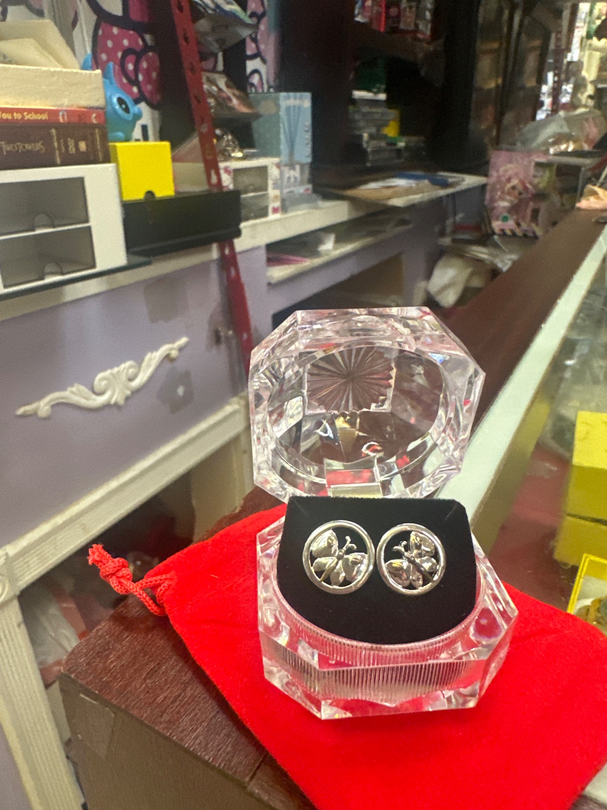 Silver-Tone Butterfly Stud Earrings
