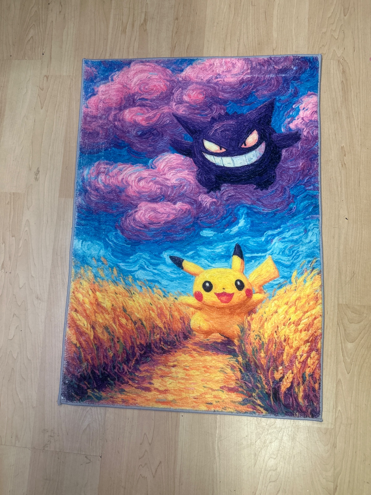 Pikachu And Gengar Van Gogh Style Rug