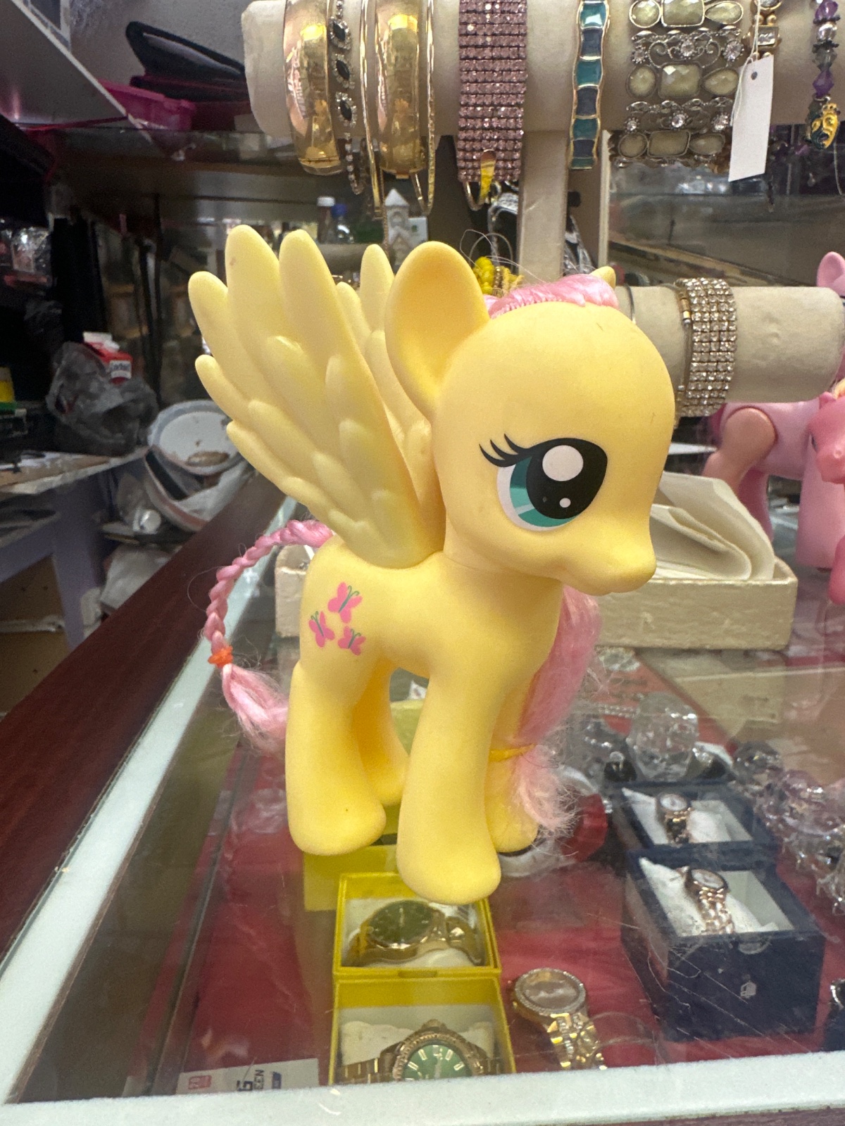Yellow Pegasus Pony Figure With Pink Braided Mane