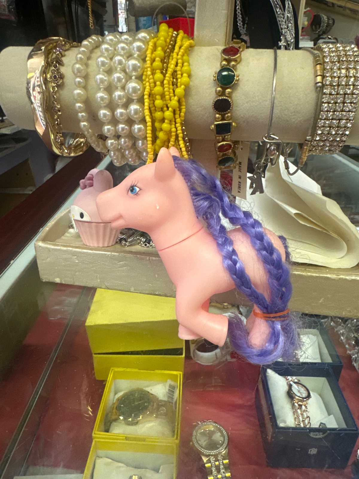 Vintage Pink Pony with Purple Braided Hair