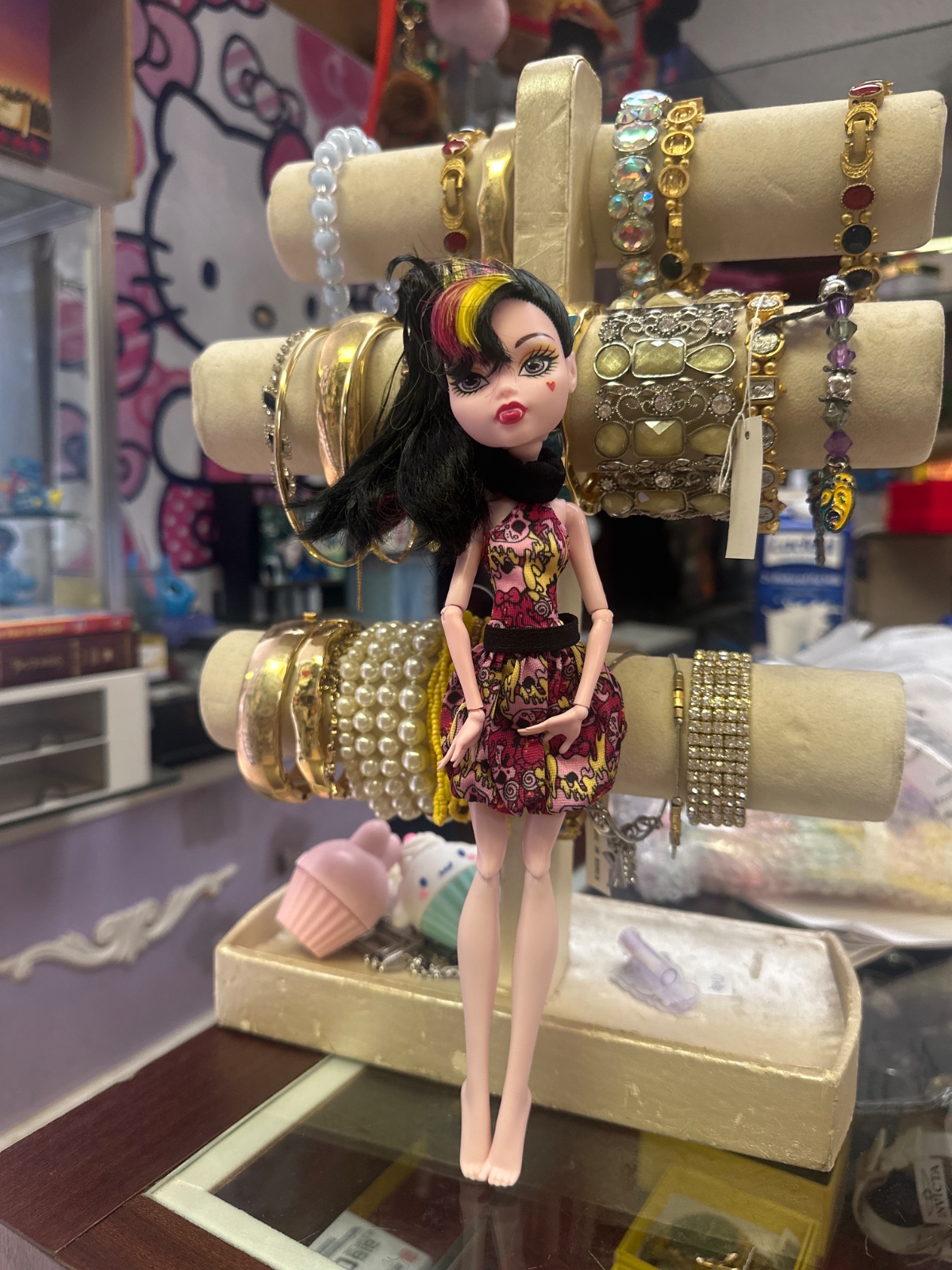 Fashion Doll With Skull Print Dress