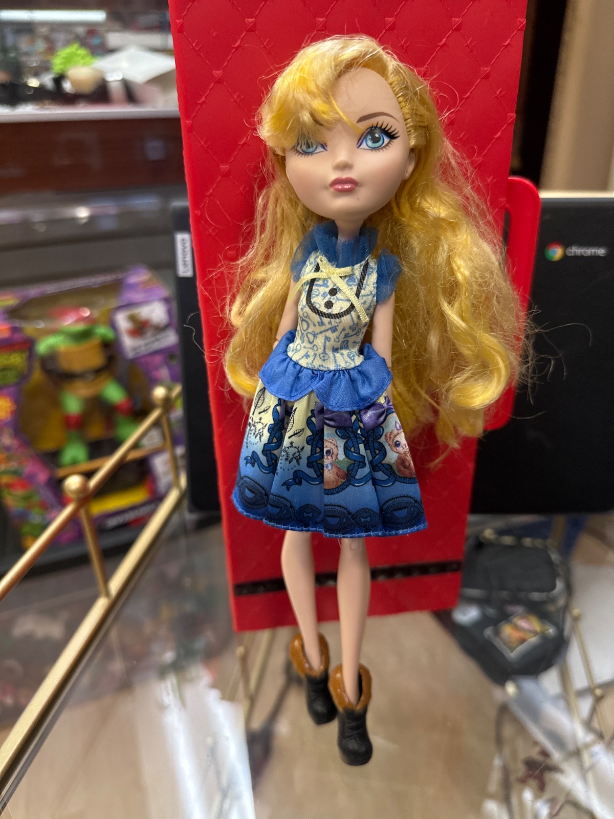 Blonde Fashion Doll in Blue Storybook Dress