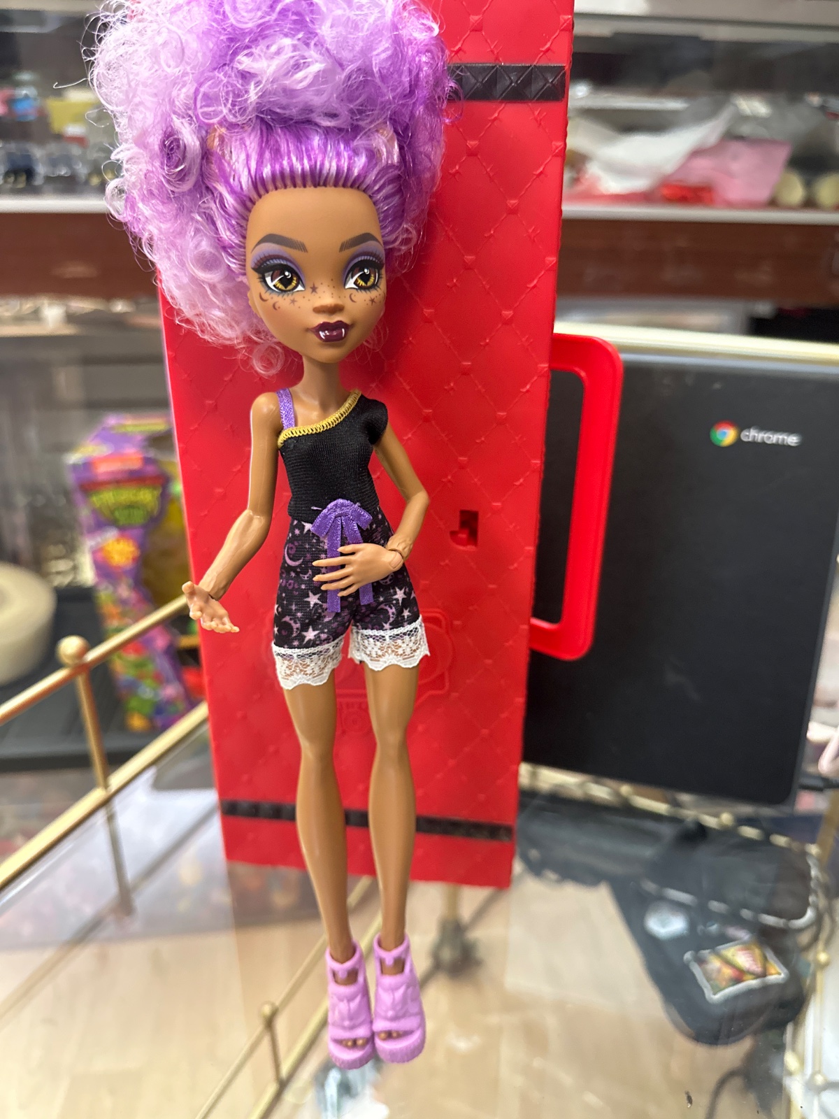 Purple-Haired Fashion Doll With Star Print Shorts