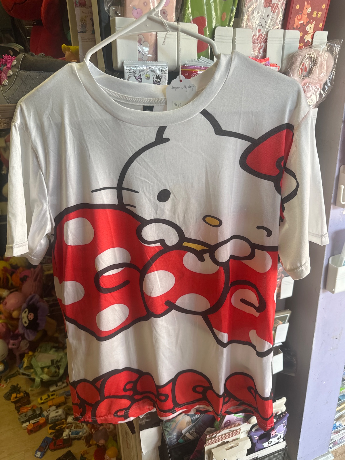 Hello Kitty Graphic Tee with Red Polka Dot Bow