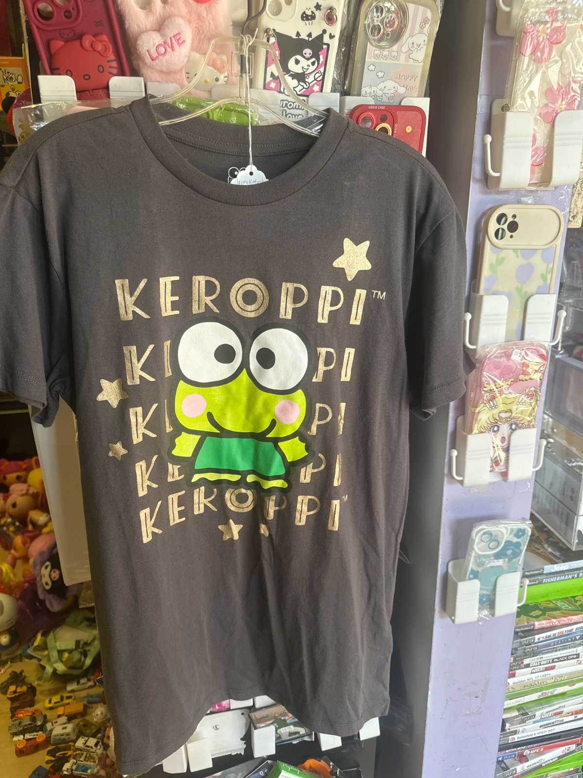 Keroppi Gold Glitter Graphic Tee