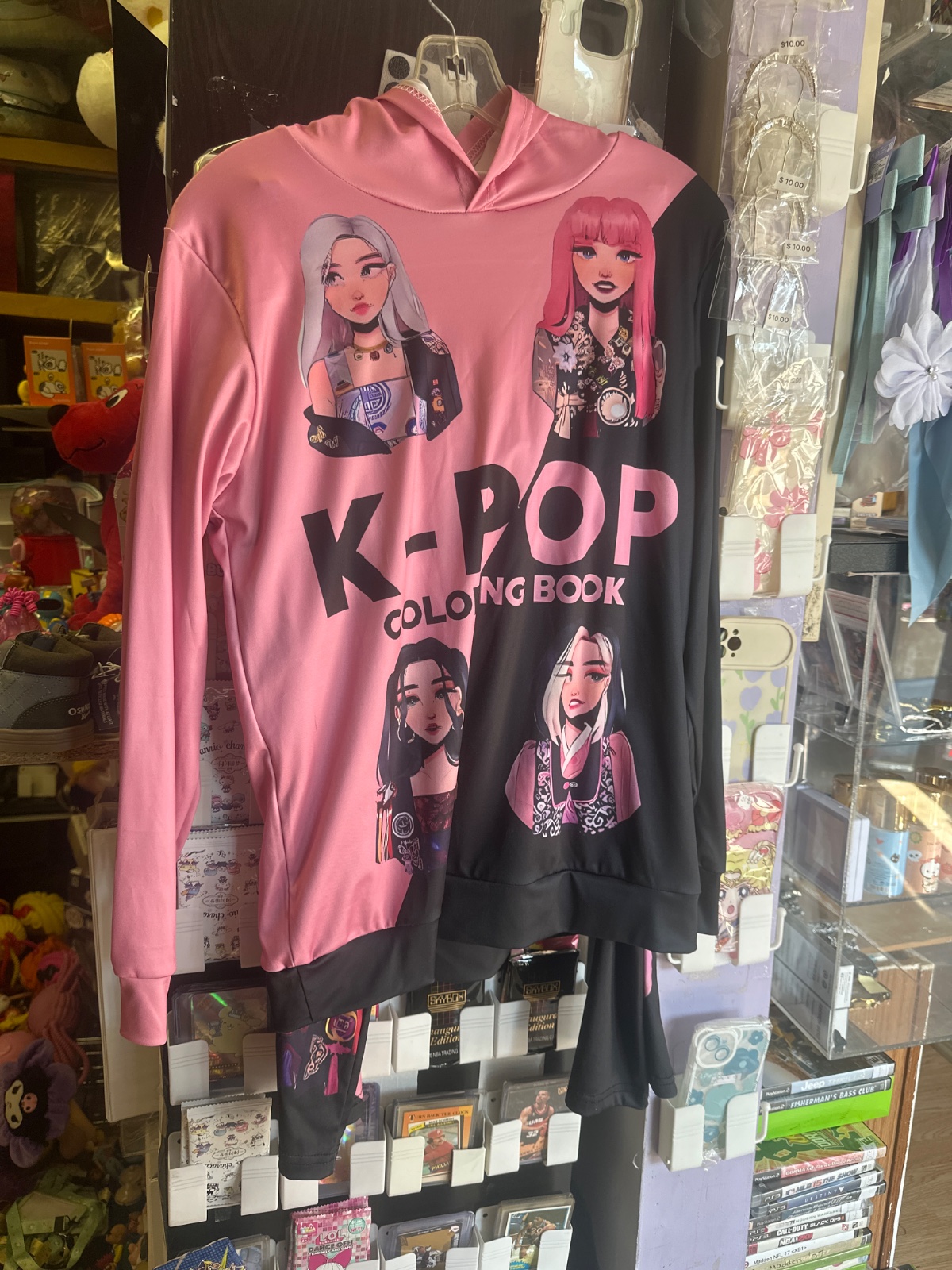 Pink & Black K-Pop Coloring Book Graphic Hoodie