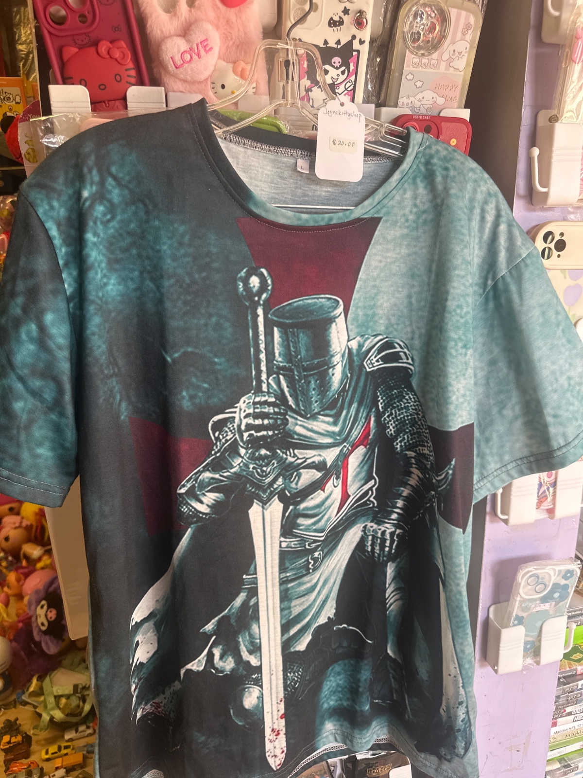 Teal Tie-Dye Knight Graphic T-Shirt
