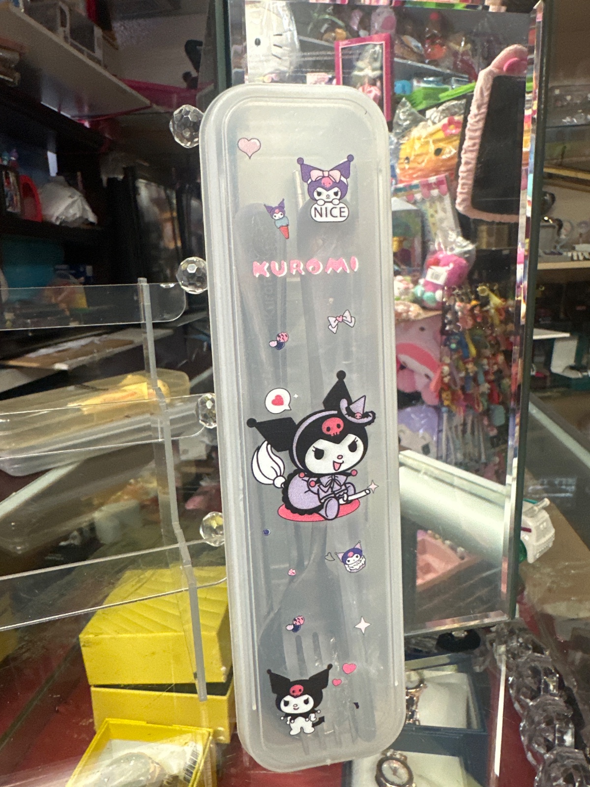 Kuromi Travel Utensil Set in Clear Case