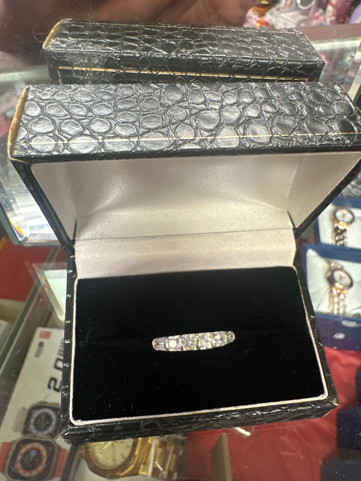 Vintage Ring in Croc-Embossed Box