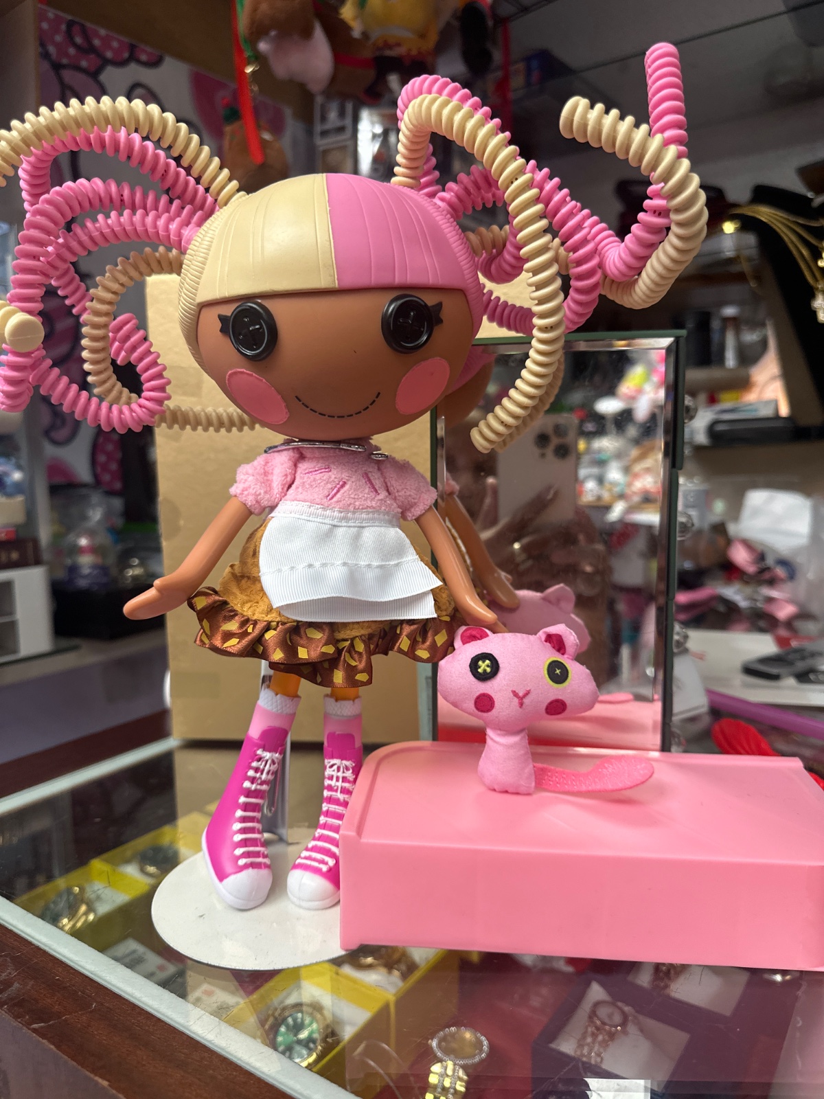 Lalaloopsy Doll With Coiled Pigtails And Pink Kitten Pet